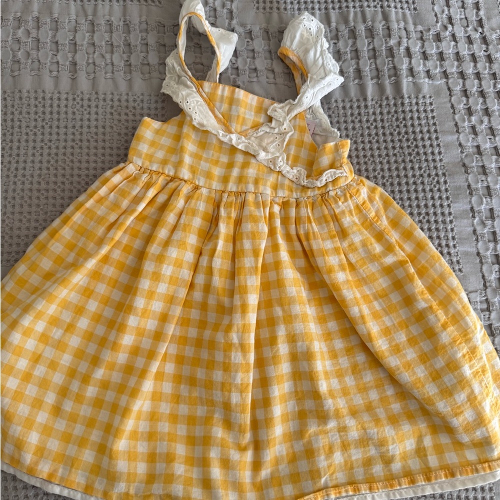 Tommy Bahama Kids Yellow Gingham Dress with Lace
